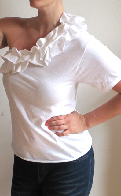 One Shoulder Ruffle Shirt