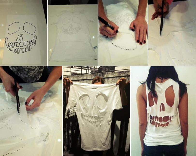 DIY Skeleton Cut Out Shirt