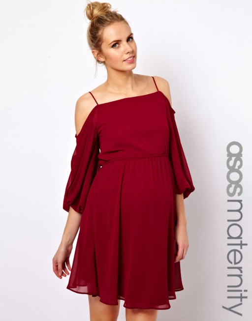 ASOS maternity skater dress with open shoulder