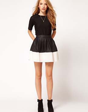 ASOS Skater Skirt in Leather Look