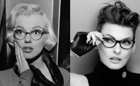 Marilyn Monroe and Linda Evangelista wearing glasses