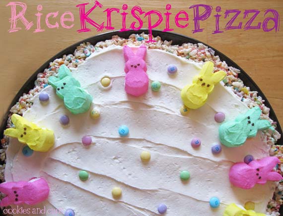 Easter Peeps Rice Krispie Pizza