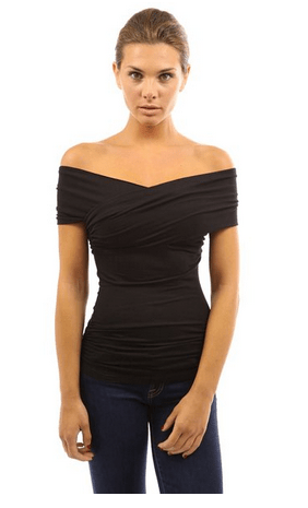 Cross over off the shoulder shirt by Patty Boutik